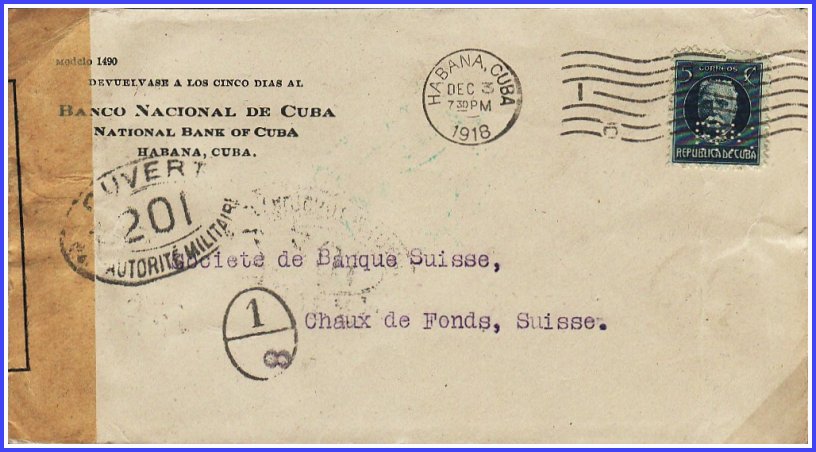 1918 BNC Perfin Cover