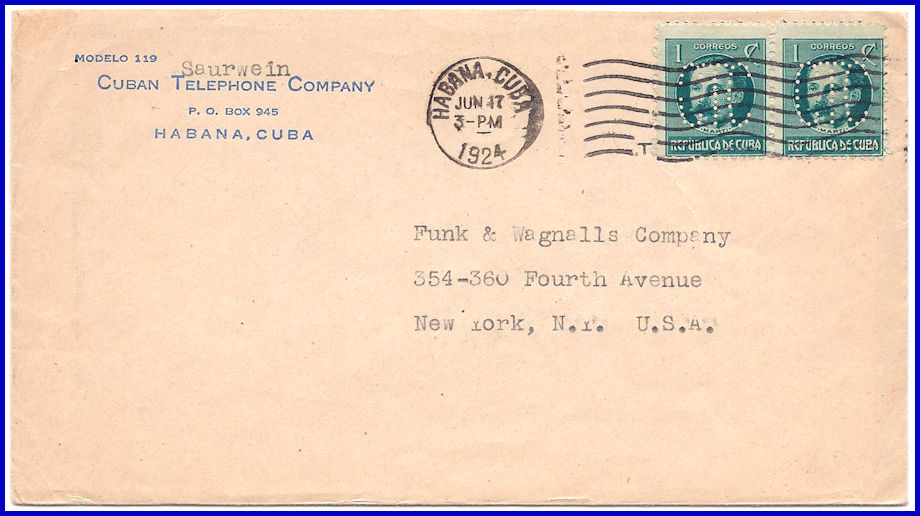 1924 CTC Perfin Cover