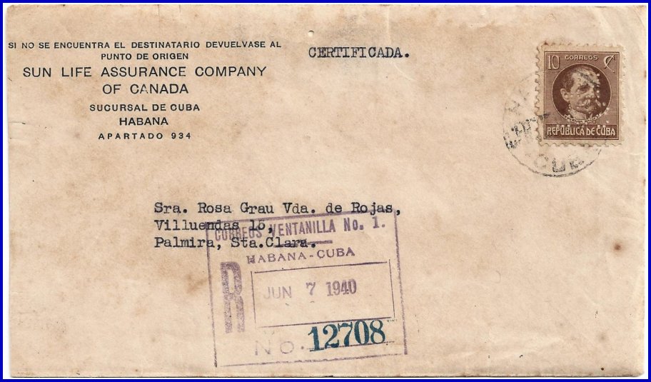 1940 EL SOL perfin cover