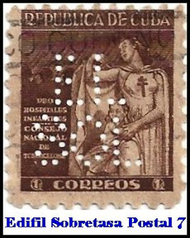 EL SOL Edifil Sobretasa 7 perfin stamp