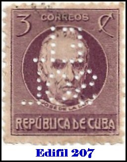 EL SOL Edifil 207 perfin stamp