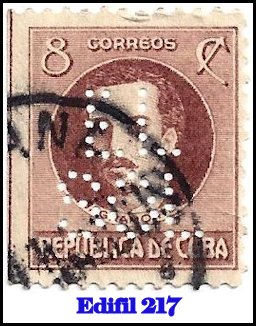 EL SOL Edifil 217 perfin stamp