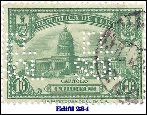 EL SOL Edifil 234 perfin stamp