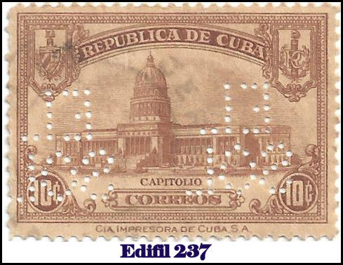 EL SOL Edifil 237 perfin stamp
