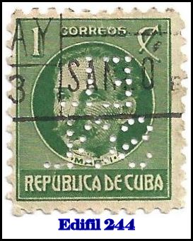 EL SOL Edifil 244 perfin stamp