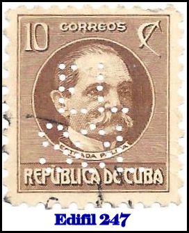 EL SOL Edifil 247 perfin stamp
