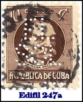 EL SOL Edifil 247a perfin stamp
