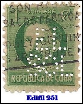 EL SOL Edifil 251 perfin stamp