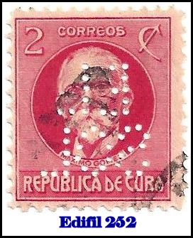 EL SOL Edifil 252 perfin stamp