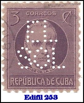 EL SOL Edifil 253 perfin stamp