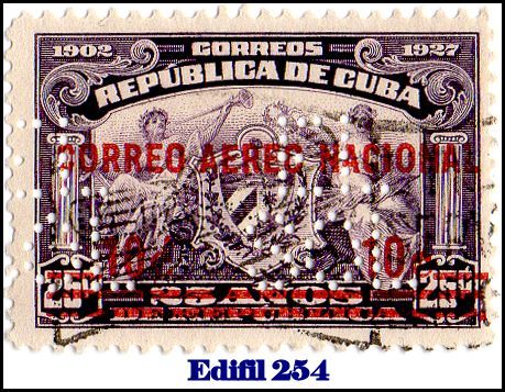 EL SOL Edifil 254 perfin stamp
