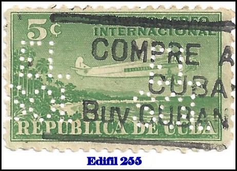 EL SOL Edifil 255 perfin stamp