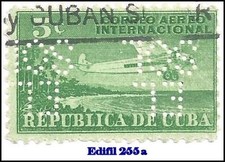 EL SOL Edifil 255a perfin stamp