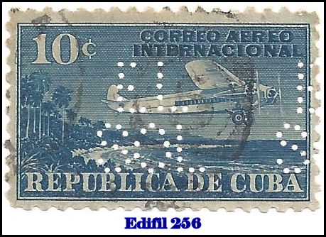 EL SOL Edifil 256 perfin stamp