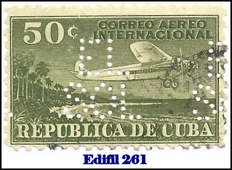 EL SOL Edifil 261 perfin stamp