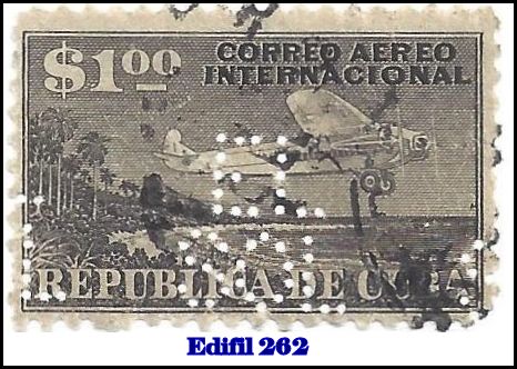 EL SOL Edifil 262 perfin stamp