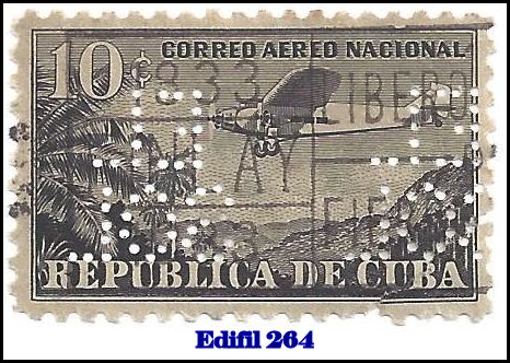 EL SOL Edifil 264 perfin stamp