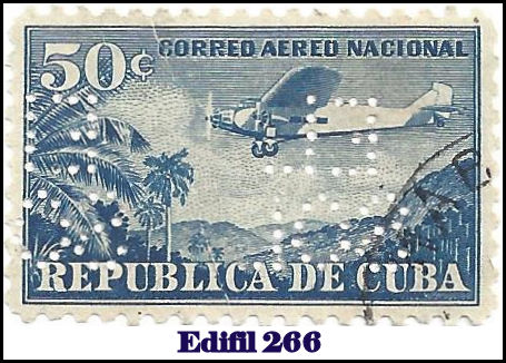 EL SOL Edifil 266 perfin stamp