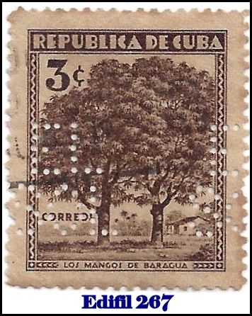 EL SOL Edifil 267 perfin stamp