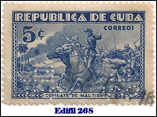 EL SOL Edifil 268 perfin stamp