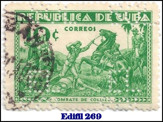 EL SOL Edifil 269 perfin stamp