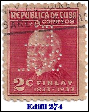 EL SOL Edifil 274 perfin stamp
