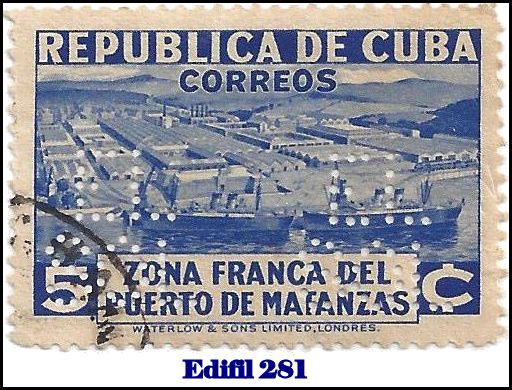 EL SOL Edifil 281 perfin stamp