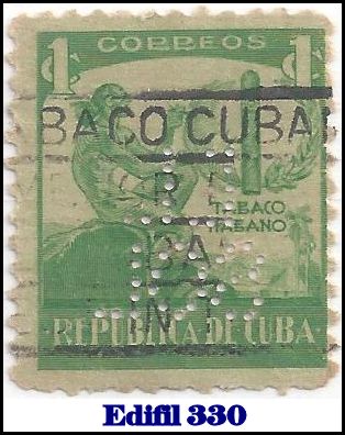 EL SOL Edifil 330 perfin stamp