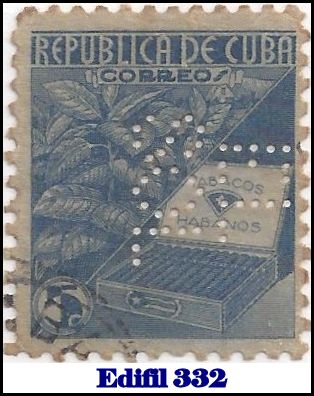 EL SOL Edifil 332 perfin stamp