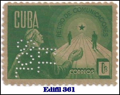 EL SOL Edifil 361 perfin stamp
