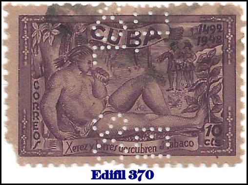 EL SOL Edifil 370 perfin stamp