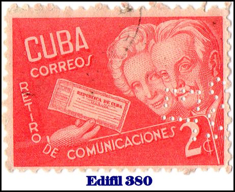 EL SOL Edifil 380 perfin stamp