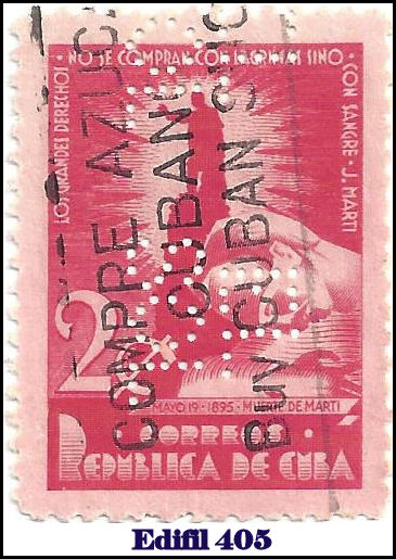 EL SOL Edifil 405 perfin stamp