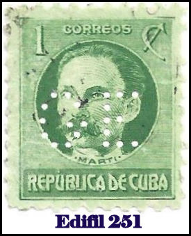 GE Edifil 251 perfin stamp