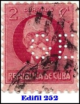 GE Edifil 252 perfin stamp