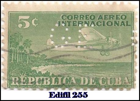 GE Edifil 255 perfin stamp