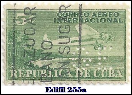 GE Edifil 255a perfin stamp