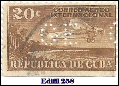 GE Edifil 258 perfin stamp