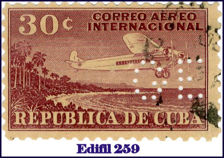 GE Edifil 259 perfin stamp