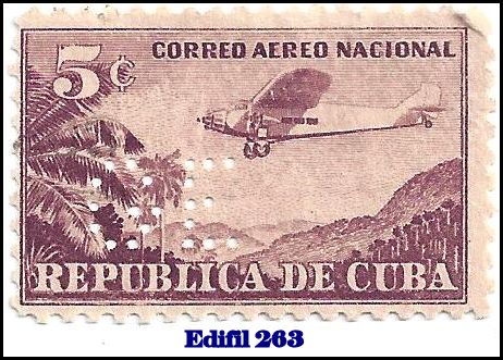 GE Edifil 263 perfin stamp