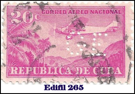 GE Edifil 265 perfin stamp