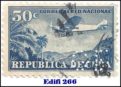 GE Edifil 266 perfin stamp