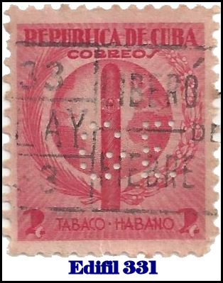 GE Edifil 331 perfin stamp