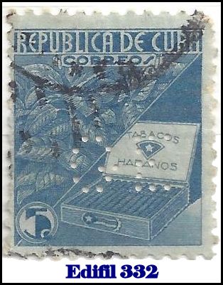 GE Edifil 332 perfin stamp