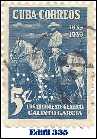 GE Edifil 335 perfin stamp