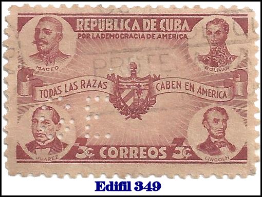 GE Edifil 349 perfin stamp