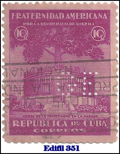 GE Edifil 351 perfin stamp