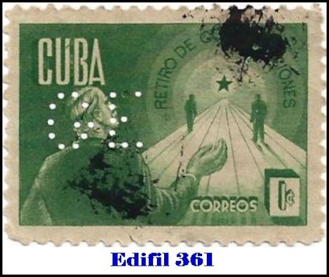 GE Edifil 361 perfin stamp