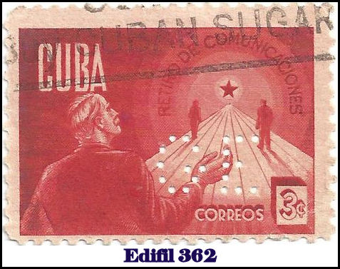 GE Edifil 362 perfin stamp