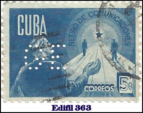 GE Edifil 363 perfin stamp